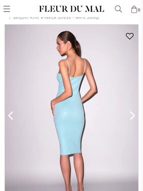Fleur du Mal Teal Sequin knit v-neck Midi Dress